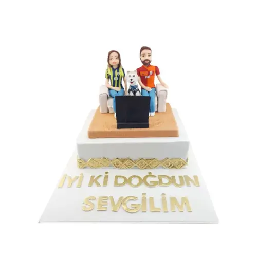 Figürlü Sevgililer Taraftar Pastası