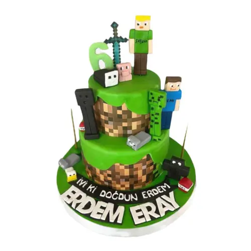 İki Katlı Minecraft Butik Pasta