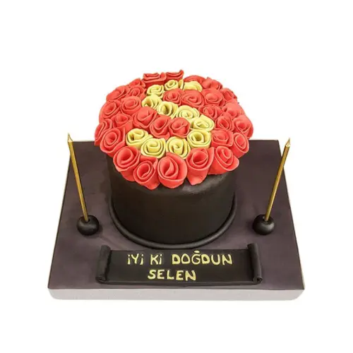 Güllü Baş Harfli Özel Pasta