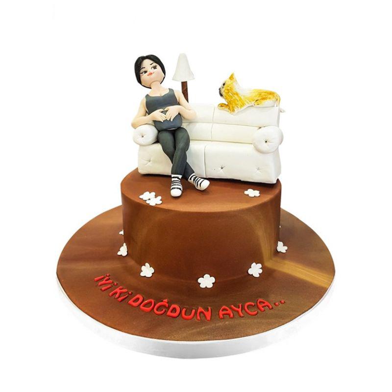 Kedili Kadın Doğum Günü Pastası