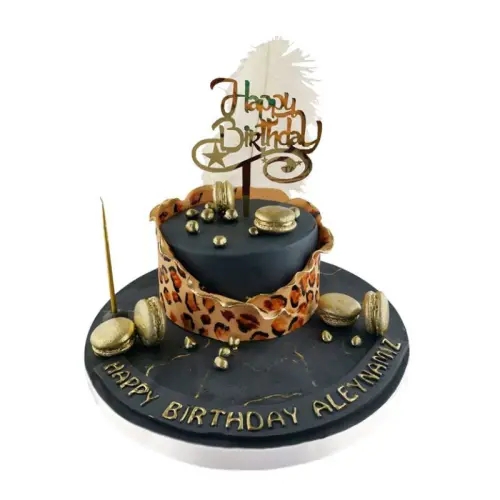 Tüylü Leopar Desenli Butik Pasta